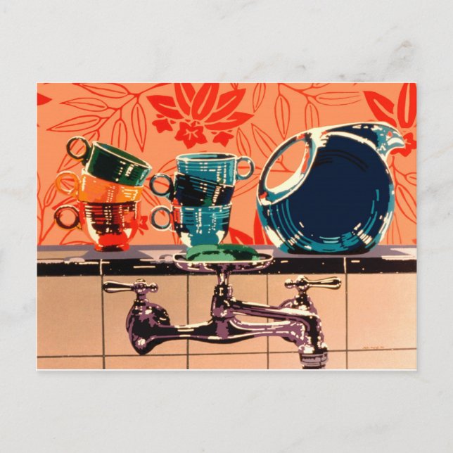 Fiestaware und der Küchenschinken Postkarte (Vorderseite)