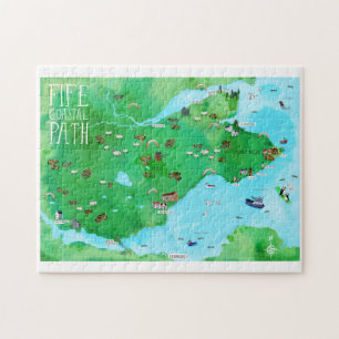 Fife Coastal Path Scotland Illustrierte Karte Puzzle