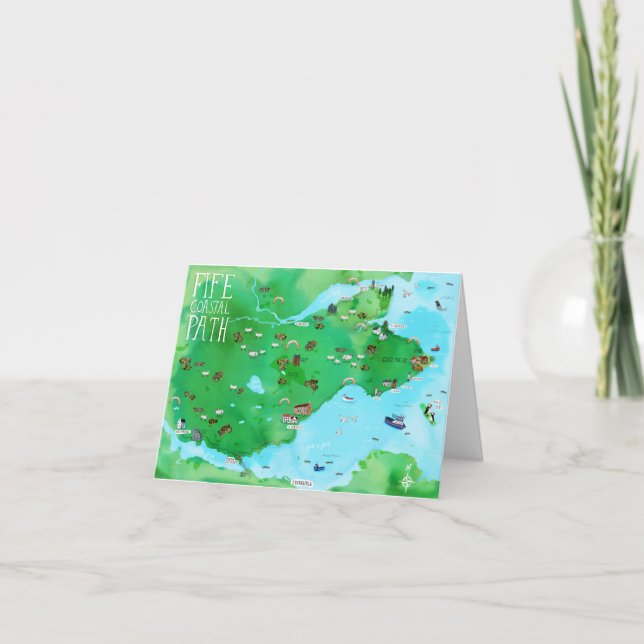 Fife Coastway Scotland Illustrierte Karte (Vorderseite)