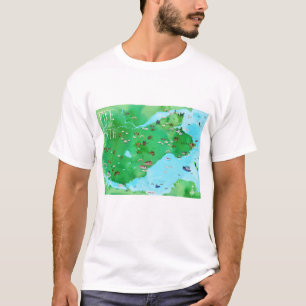 Fife Coastway Scotland Wasserfarbkarte Art T-Shirt