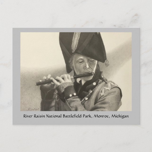 Fife Spieler im Schlachtfeld Postüberqueren der Po Postkarte (Vorderseite)