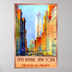 FIFTH AVENUE New York Empire State Building Retro Poster