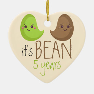 Fifth Funny Wedding Bean Fünf Jahre Paar Keramik Ornament