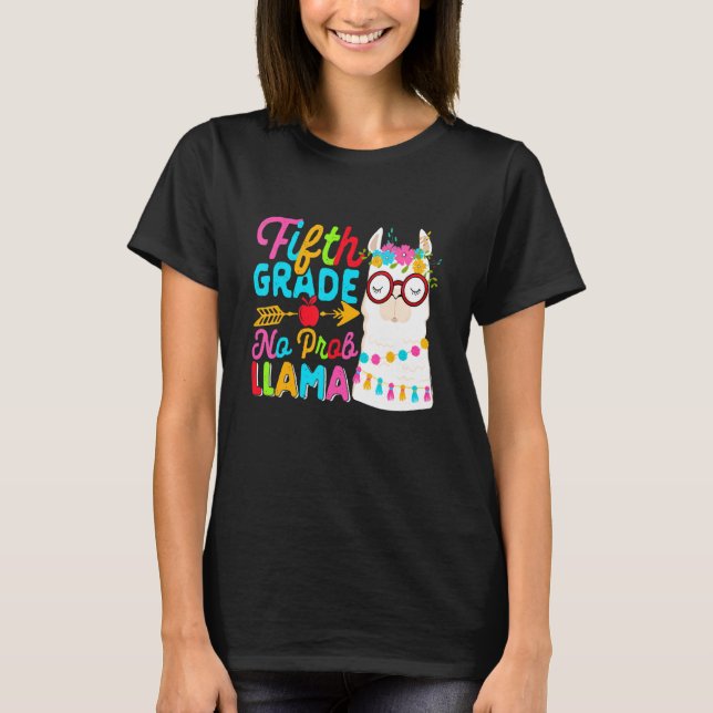 Fifth Grade No Prob Llama Back To School First Day T-Shirt (Vorderseite)