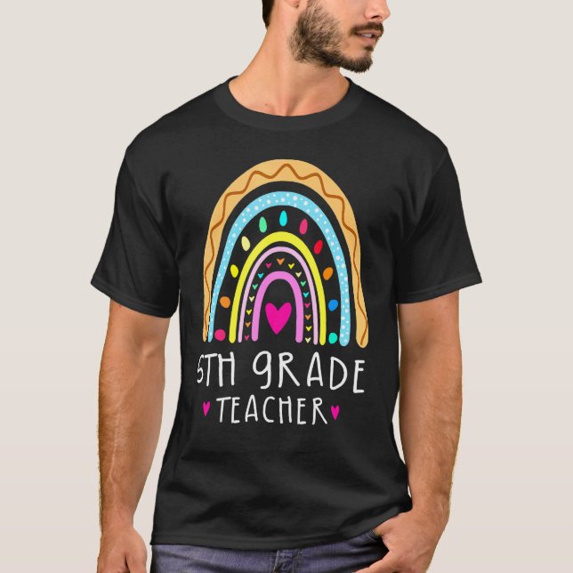 Fifth Grade Teacher Boho Rainbow T-Shirt (Vorderseite)