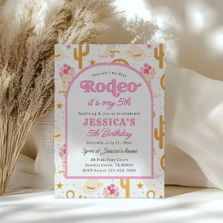 Fifth Rodeo Pink Cowgirl 5th Birthday Party Einladung