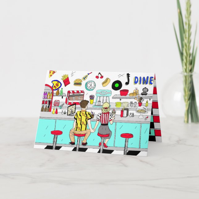 Fifties Retro Drehmoment Happy Valentine's Day Karte (Vorderseite)