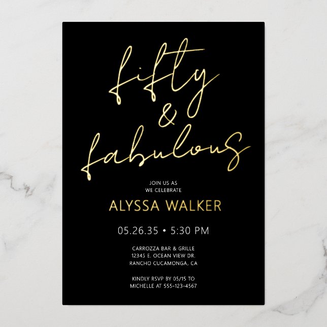 Fifty and Fabulous 50th Birthday Folieneinladung (Vorderseite)