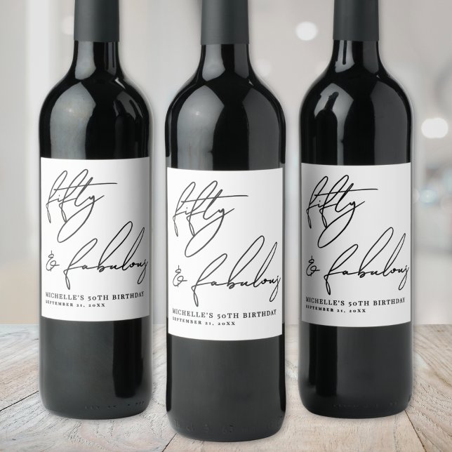 Fifty And Fabulous 50th Birthday Party Weinetikett (Fifty And Fabulous 50th Birthday Party Wine Label )