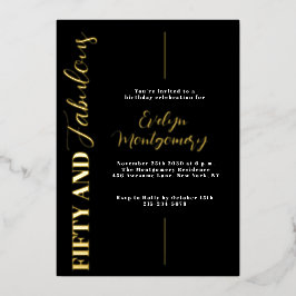 Fifty and Fabulous Black Gold 50th Birthday Party  Folieneinladung