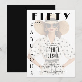 Fifty and Fabulous Black White 50th Birthday  Einladung