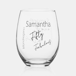 Fifty and Fabulous Black White 50th Birthday Weinglas Ohne Stiel