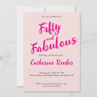 Fifty and Fabulous Blush Pink 50th Birthday Party Einladung