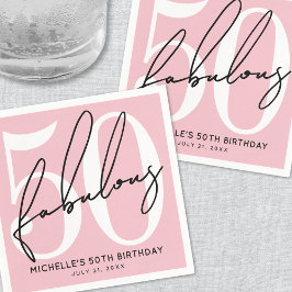 Fifty And Fabulous Blush Pink 50th Birthday Serviette