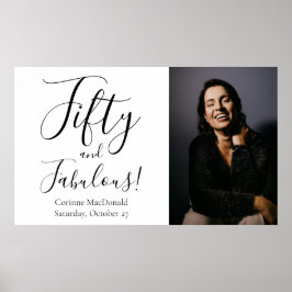 Fifty and Fabulous Bold Photo 50th Birthday Party Poster