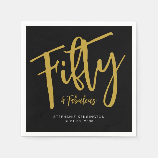 Fifty and Fabulous Date Name 50th Birthday Party Serviette (Vorderseite)