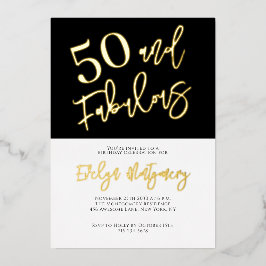Fifty and Fabulous Gold Black 50th Birthday Party  Folieneinladung