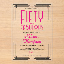 Fifty and Fabulous Hot Pink Art Deco 50th Birthday