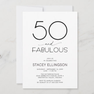 Fifty and Fabulous Minimal 50th Birthday Party Einladung