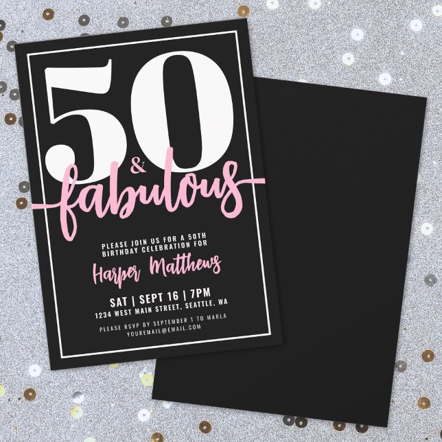 Fifty And Fabulous Modern 50th Birthday Party Einladung (Fifty And Fabulous Modern 50th Birthday Party Invitation)