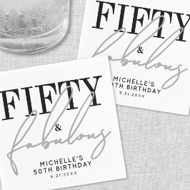 Fifty And Fabulous Modern 50th Birthday Party Serviette