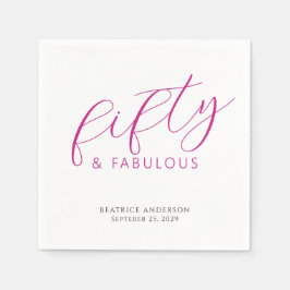 Fifty and Fabulous Name Date 50th Birthday Party Serviette