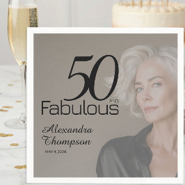 Fifty and Fabulous Name Date 50th Photo Party Serviette