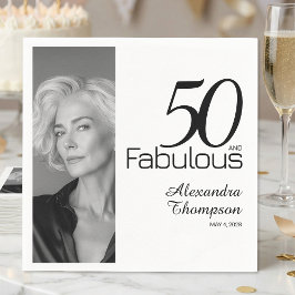 Fifty and Fabulous Name Date 50th Photo Party Serviette