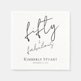 Fifty and Fabulous Name Date Script 50th Birthday Serviette