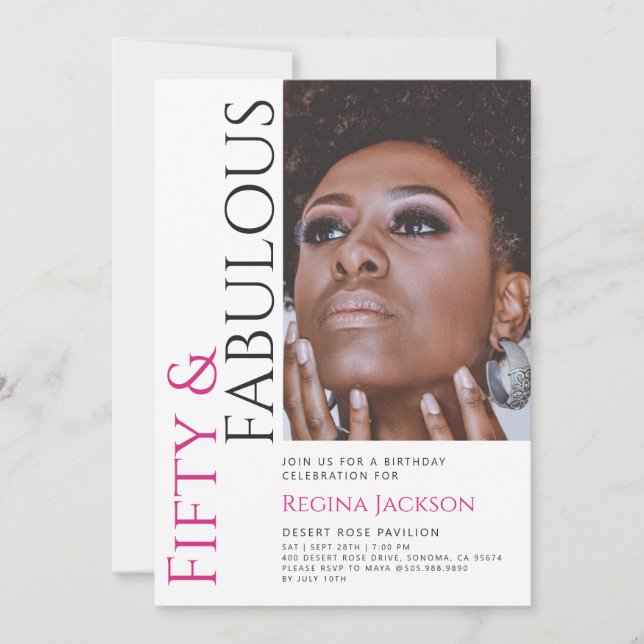 Fifty And Fabulous Photo 50th Birthday Party  Einladung (Vorderseite)