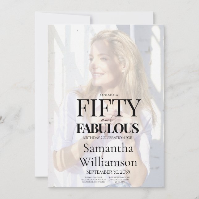 Fifty and Fabulous Photo 50th Birthday Party Einladung (Vorderseite)