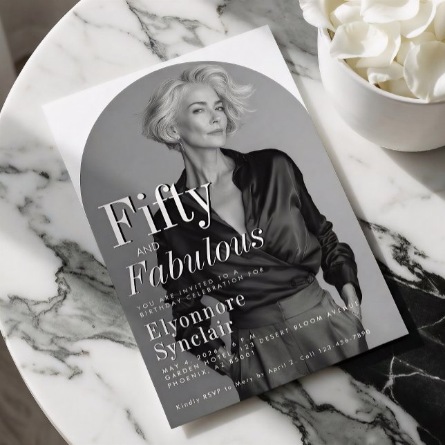 Fifty and Fabulous Photo 50th Birthday Party Einladung (Von Creator hochgeladen)