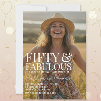 Fifty and Fabulous Photo 50th Birthday Party Einladung