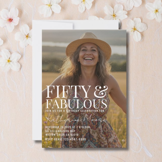 Fifty and Fabulous Photo 50th Birthday Party Einladung (Von Creator hochgeladen)