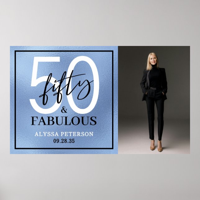Fifty and Fabulous Photo 50th Birthday Party Poster (Vorne)