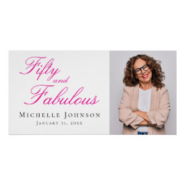 Fifty and Fabulous Photo 50th Birthday Party Poster