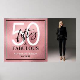 Fifty and Fabulous Photo 50th Birthday Party Poster