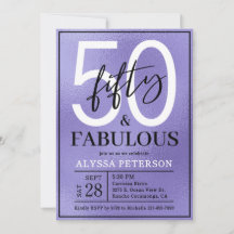 Fifty and Fabulous Purple Script 50th Birthday