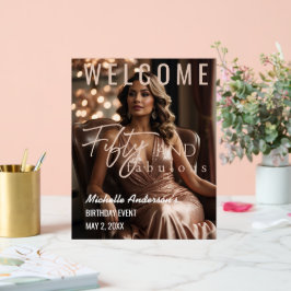 Fifty and Fabulous Rose Gold Acrylic Table Sign Acrylschild