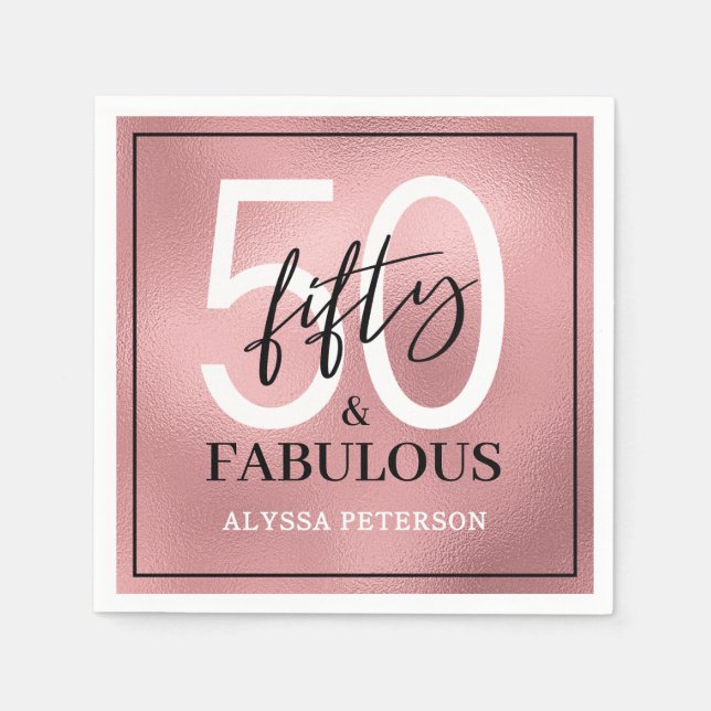 Fifty and Fabulous Script 50th Birthday Serviette (Vorderseite)