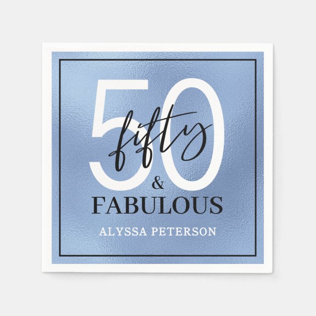 Fifty and Fabulous Script 50th Birthday Serviette (Vorderseite)