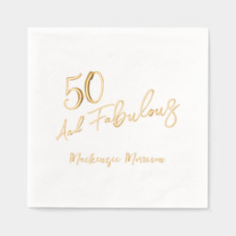 Fifty and Fabulous Script Birthday Servietten Mit Folie