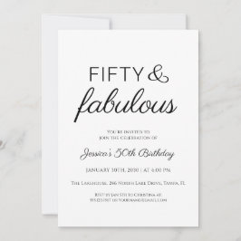 Fifty and Fabulous Script Text 50th Birthday Party Einladung