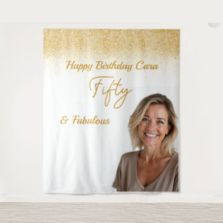 Fifty Birthday custom photo Wandteppich