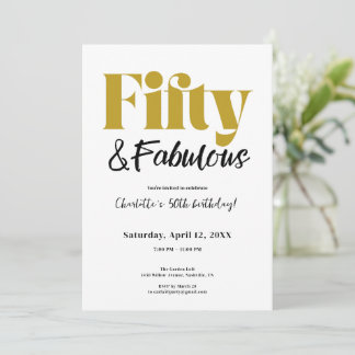 Fifty & Fabulous 50th Birthday Invitation Einladung