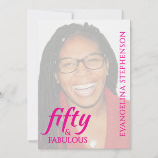 Fifty Fabulous Fiftieth 50th Birthday Pink Photo Einladung