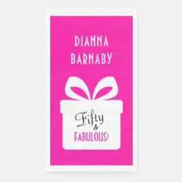 Fifty & FABULOUS! Girly Hot Pink Birthday Party Serviette