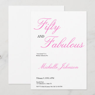 Fifty & Fabulous Pink 50th Birthday Party Einladung