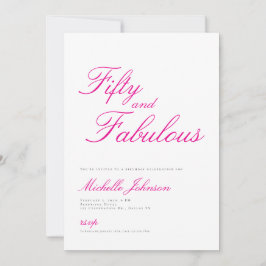 Fifty & Fabulous Pink 50th Birthday Party Invitati Einladung