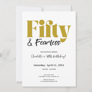 Fifty & Fearless 50th Birthday Invitation Einladung